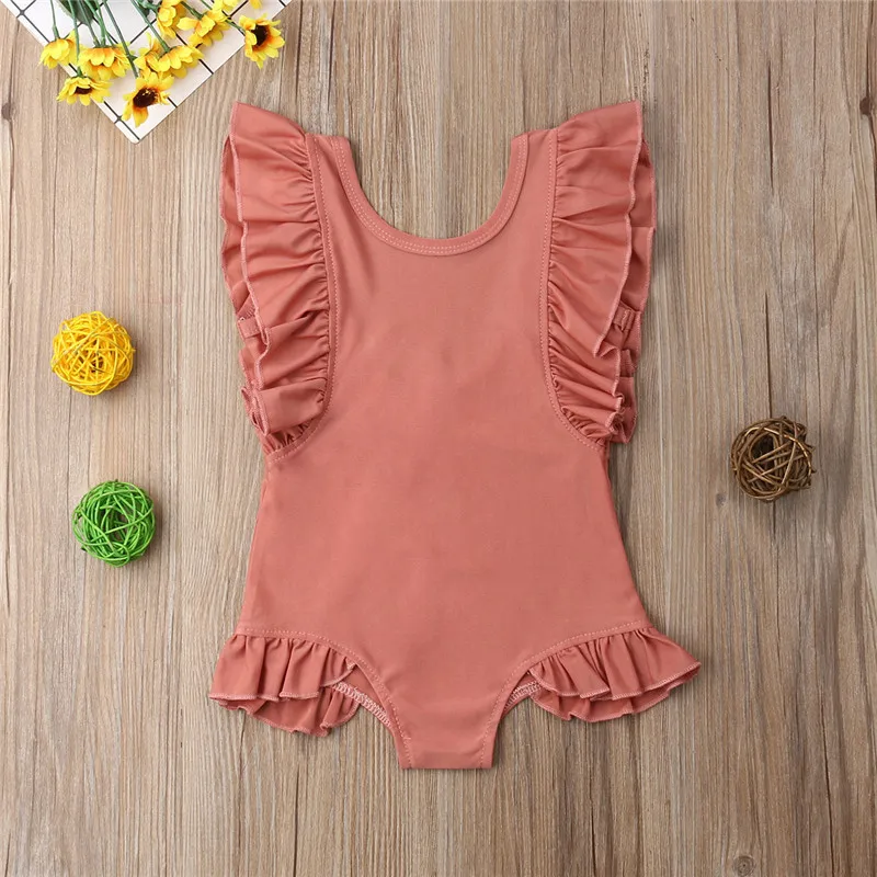 Одноцветная одежда для купания маленьких девочек Праздничный купальный костюм