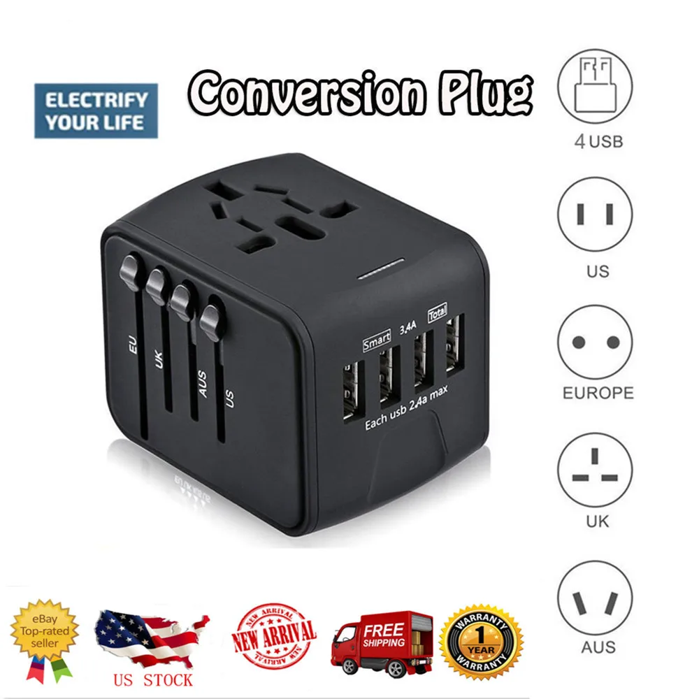 Дорожный адаптер FORNORM Международный универсальный питания все в одном с 6.3A 4 USB