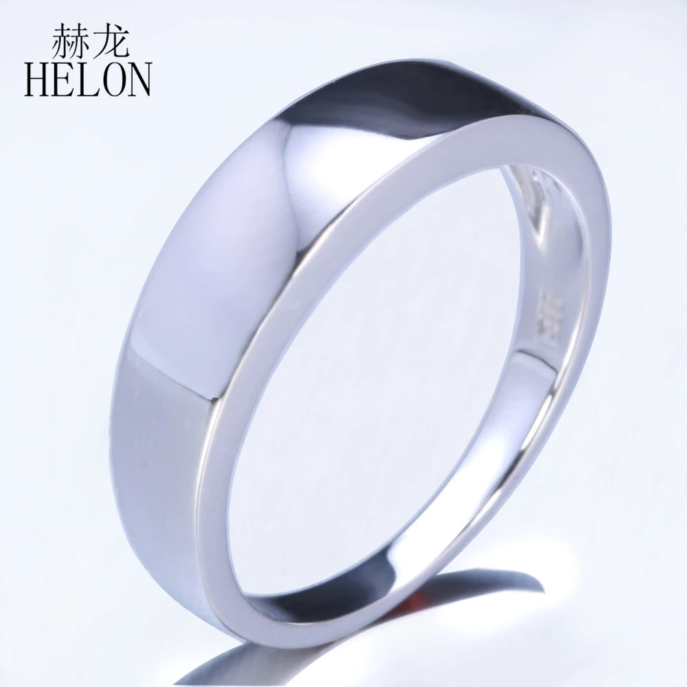 HELON Solid 10K White Gold simple elegant Trendy Fine Jewelry Engagement Wedding Anniversary Ring Band Men's Style | Украшения и