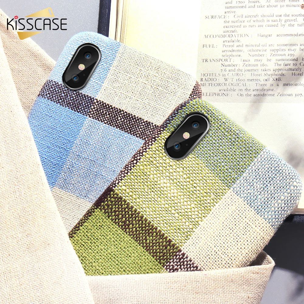 KISSCASE винтажные милые чехлы для телефонов с узором iPhone X XR XS MAX тканевые