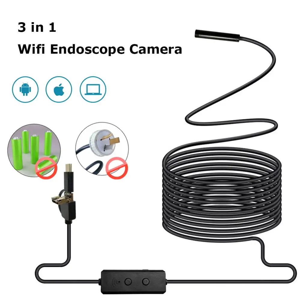 EastVita 3 in 1 Wifi Endoscope Camera Mini Waterproof Hard Cable Borescope Inspection USB for iOS/Android/PC | Безопасность и