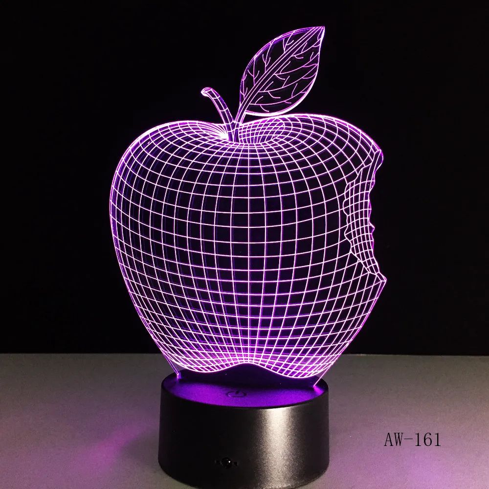 Apple 7 Colors 3D Desk Lamp LED Acrylic Vision Stereo Bedside Hologram Decor Touch Switch Light Night Light Gift for Kids AW-161 image 6