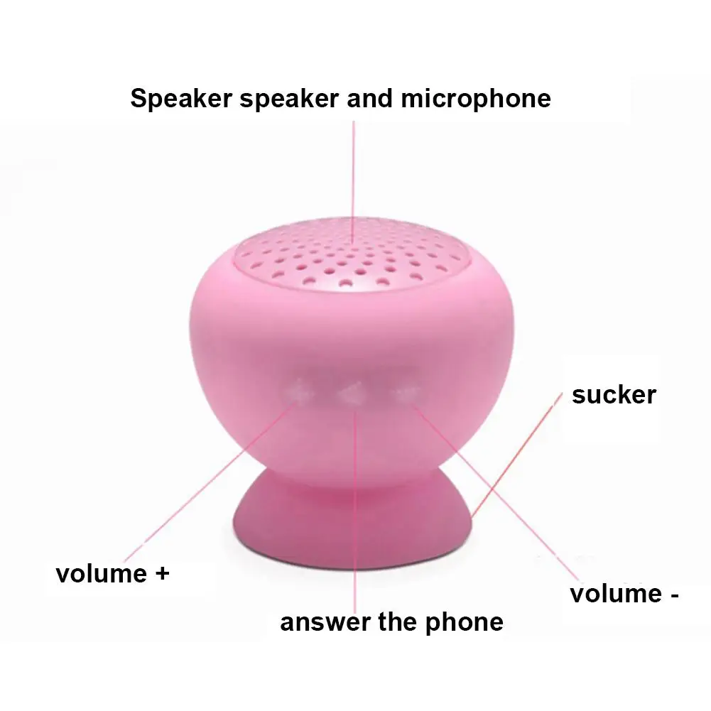 Bluetooth Speaker Waterproof Micro USB Silicone Handsfree Microphone Mic Suction Wireless MP3 Player Phone Holder | Электроника