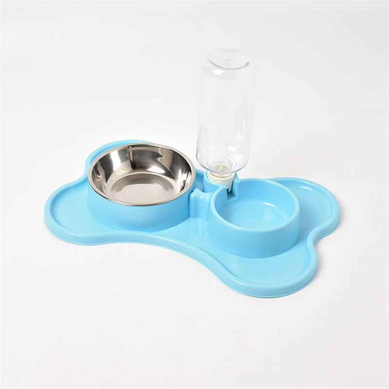 

Portable Pet Feeder Plastic Dual Port Automatic Feeder Water Drinking Feeding Bowls For Cats Pet Dogs without Bottle Accessories
