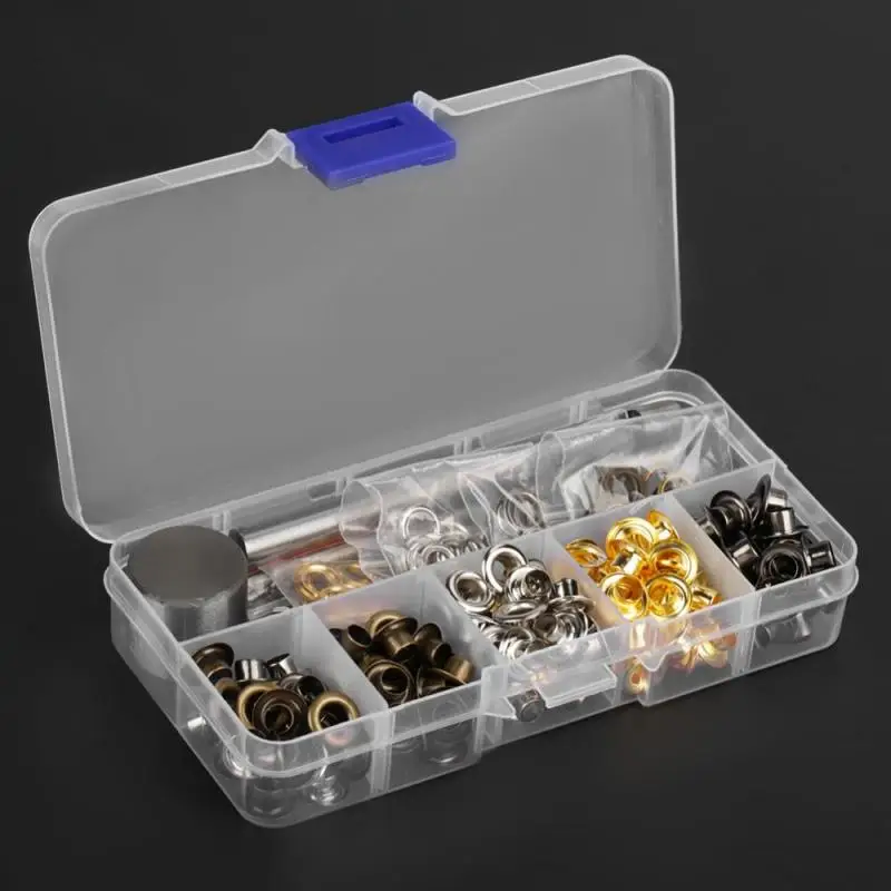 1Box Eyelet Grommet Washer with 3pcs Handwork Fixing Tools Set DIY Craft Clothes Accessories Metal Round Hot Sale | Обустройство дома