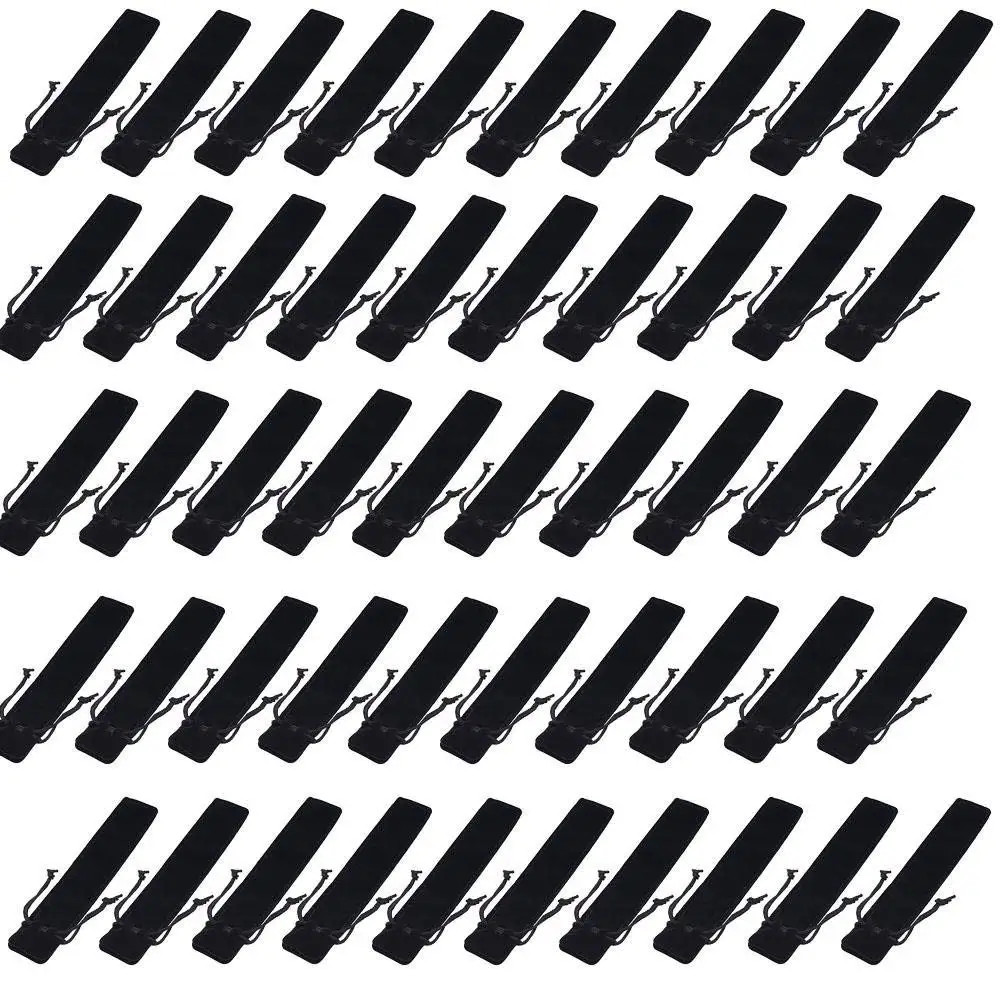 50 Pcs Black Velvet Pen Pouch Sleeve Holder Single Bag Case Pencil | Канцтовары для офиса и дома