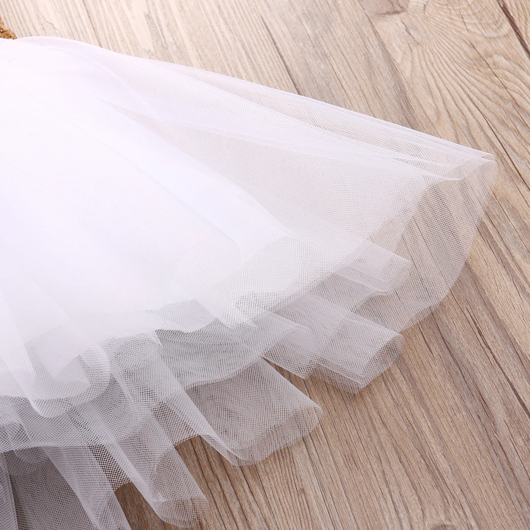 2019 Brand New Kids Girls Formal Party Dress Sequins Lace Princess Ball Gown Crown Bowknot Chiffon +Headband 0-10T | Детская одежда и