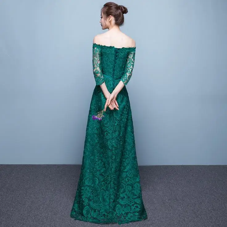 BANVASAC Elegant Boat Neck Lace Embroidery A Line Long Evening Dresses Party Half Sleeve Bow Sash Backless Prom Gowns | Свадьбы и