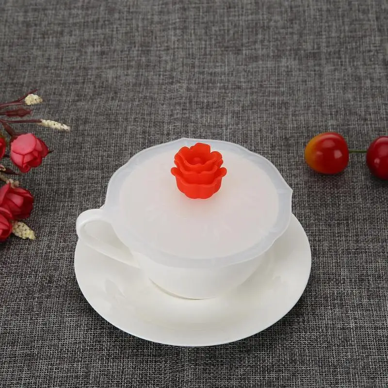Reusable Silicone Rose Dustproof Cup Lid Leak Proof Airtight Seal Covers | Дом и сад