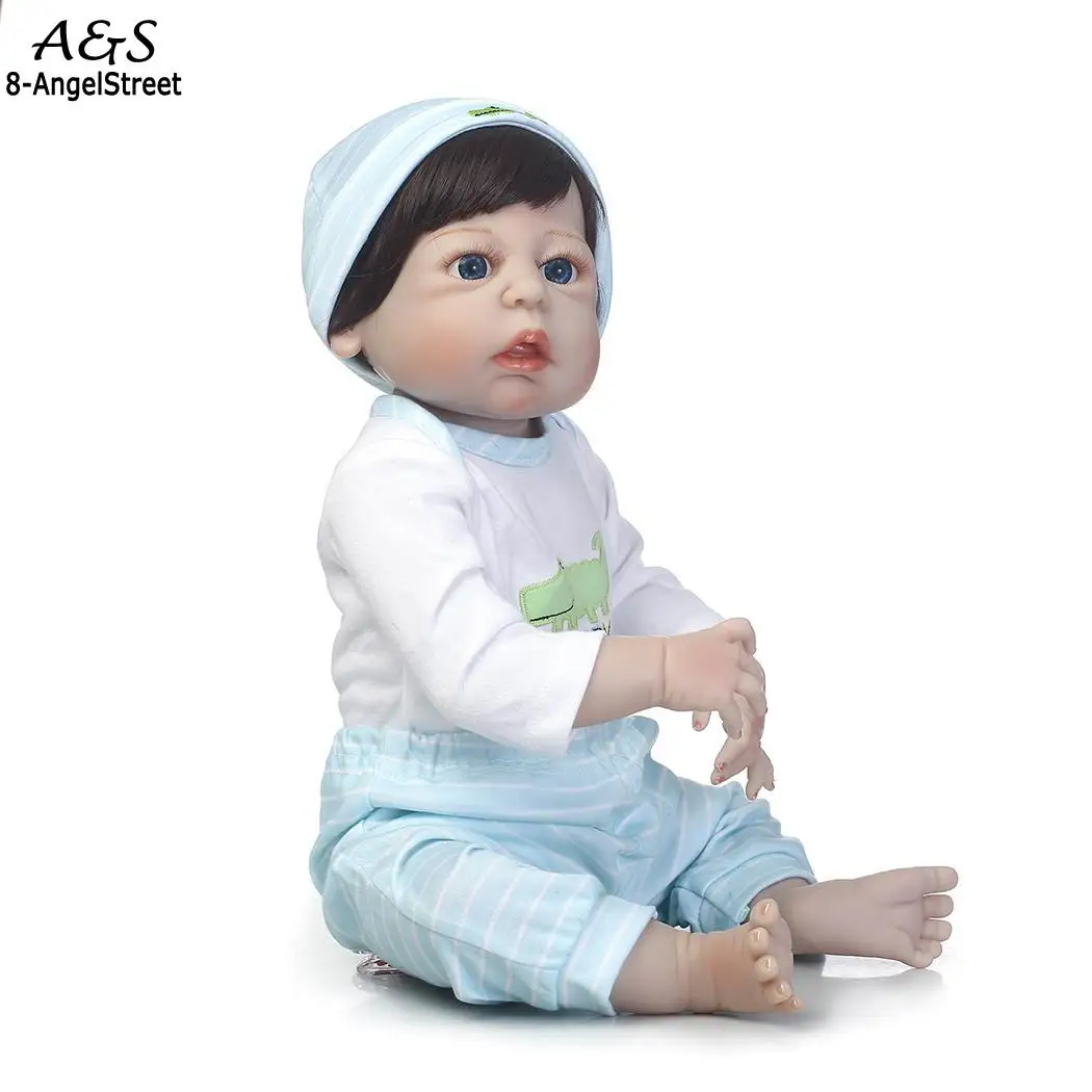 Детские мягкие силиконовые реалистичные с одеждой Reborn Baby Doll унисекс синий от 2 до