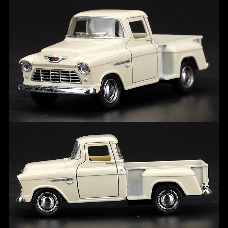 Модель автомобиля Kinsmart 1:32 1955 Chevy Stepside Pickup из сплава игрушка с откидной спинкой для