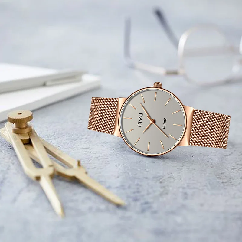 

CIVO Reloj Mujer Ladies Watch Luxury Women Watches Waterproof Rose Gold Steel Quartz Date Wrist Watch Montre Femme Clock Relogio