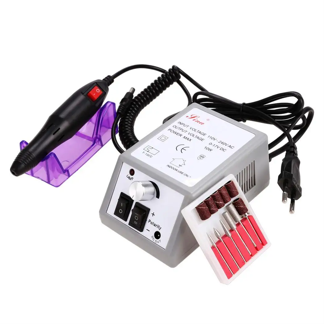 with Nail File Electric Drill Acrylic Kit New Professional Mini Manicure Pedicure Machine 0 17V Polish DC Bits | Красота и здоровье