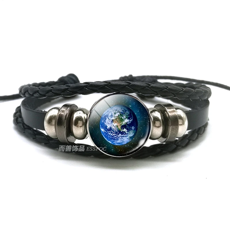Браслет на солнечной батарее кожаный плетеный браслет с изображением Галактики