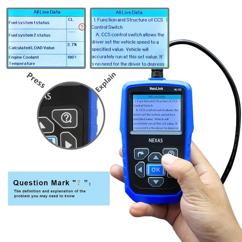 Новый автомобильный портативный диагностический сканер NEXAS NL102 OBD/EOBD для