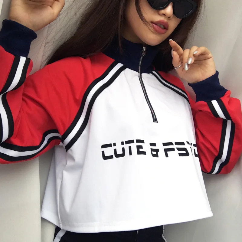 2019 модный белый пуловер для женщин спортивный укороченный топ с длинными