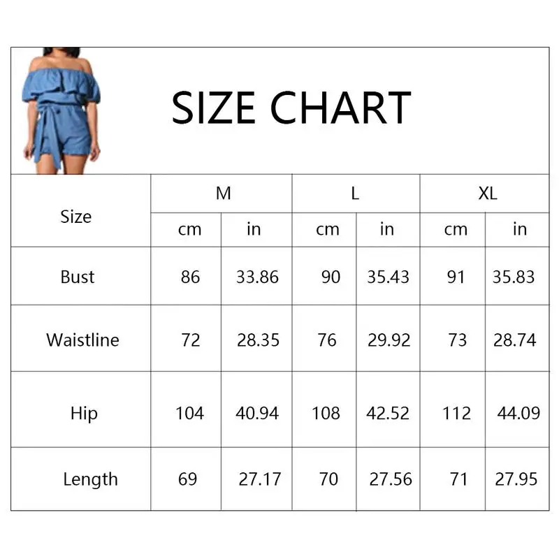 Off-shoulder Ruffled Denim Falbala Women's Jumpsuit Bodysuit Shorts | Женская одежда