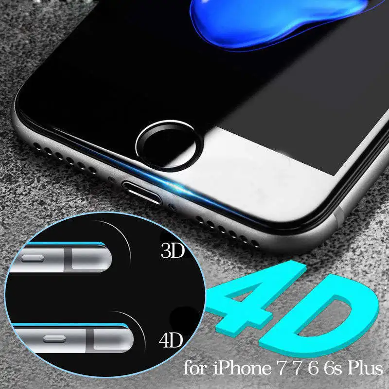 

Закаленное стекло 4D с полным покрытием для iphone X, 7, 8 plus, защита от царапин, ультратонкая Толстая Защитная пленка для экрана iPhone 6, 6s Plus