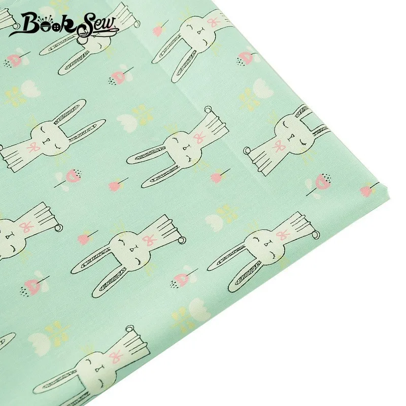 Booksew 100% хлопчатобумажная саржевая ткань милый кролик животный дизайн Tecido для
