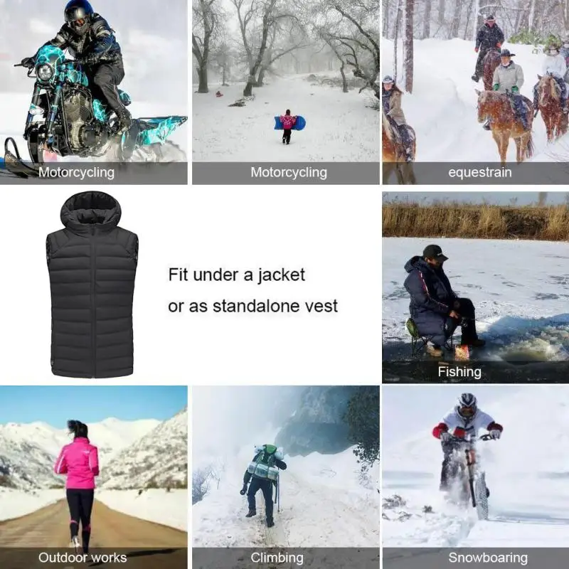USB Электрический обогреваемый жилет с капюшоном отопление Для мужчин женщин