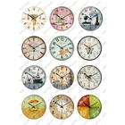 Круглые карманные часы в стиле ретро, 24 шт.лот, стеклянный кабошон с узором, 12 мм, 25 мм, серьги сделай сам, фурнитура и компоненты для изготовления ювелирных изделий, T128