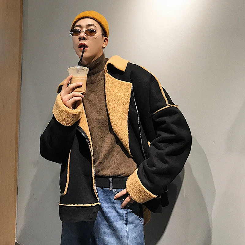 2018 осенне зимнее пальто куртка из кожи оленя Мужская короткая мотоциклетная