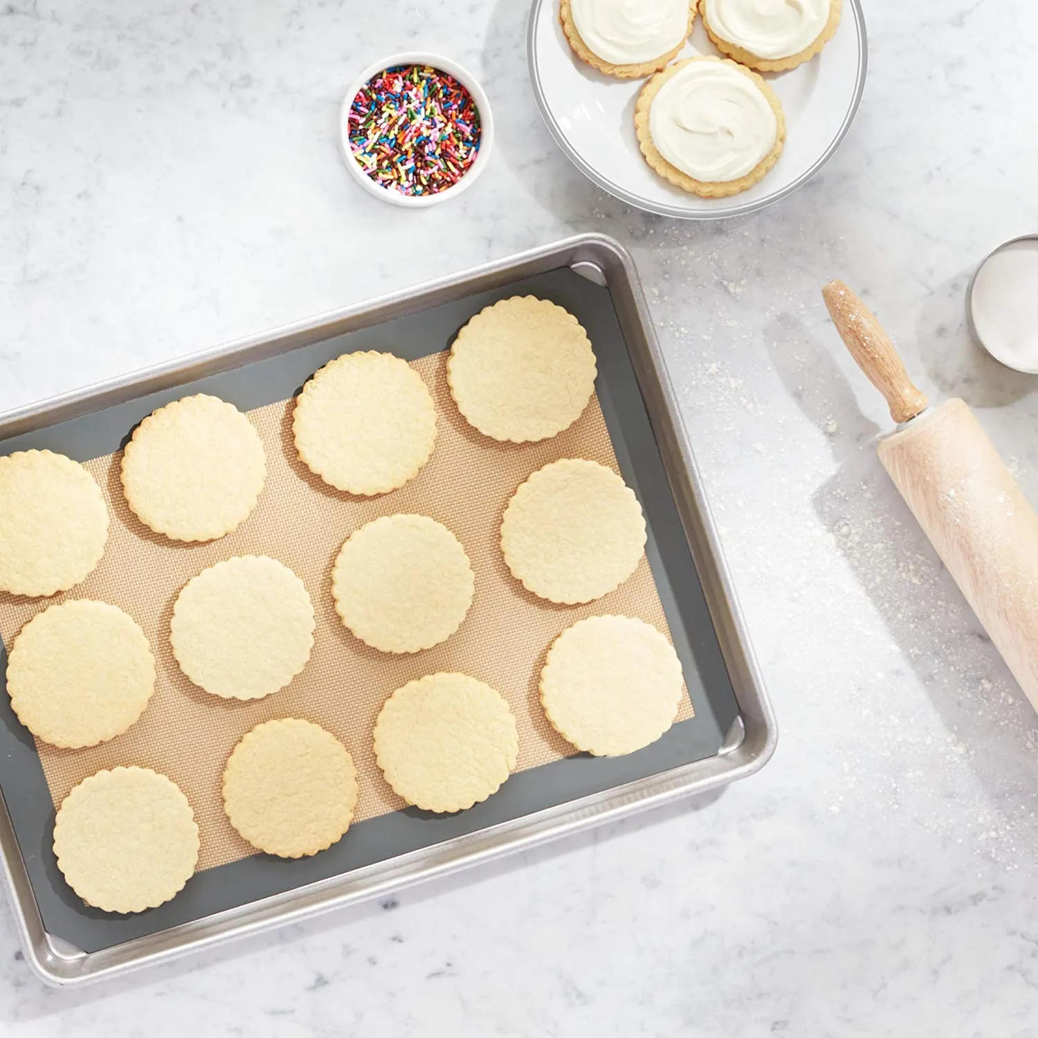 Силикагель выпечки Pad 4pcs Non Sticky коврик для плиты и прокатки торт/печенье