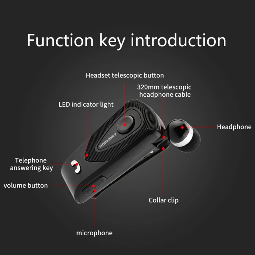 Fineblue F930 Clip on Bluetooth наушники вкладыши кабель выдвижной стерео Музыкальная