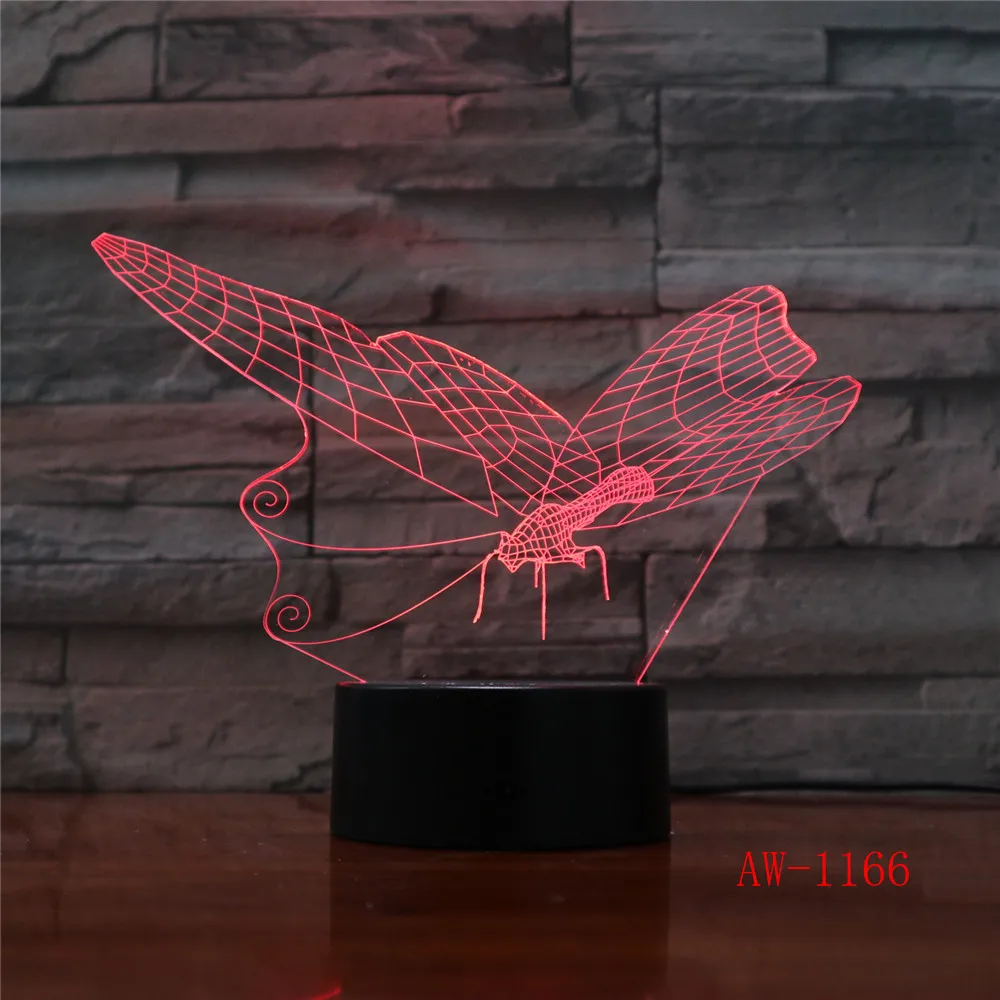 Бабочка LED 3D свет ночник настольная лампа 7 цветов Изменение фонарик USB RGB