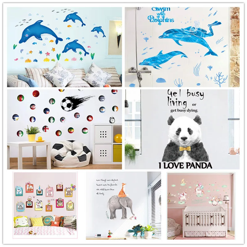 Настенные наклейки рыбы дети детский сад парк развлечений настенные украшения