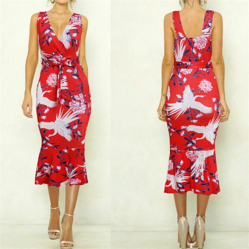 Женское платье бодикон Boho футляр на тонких бретельках с треугольным вырезом лето