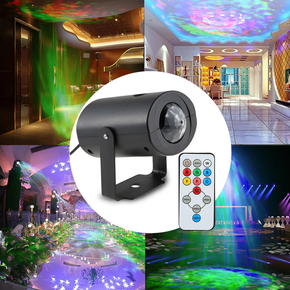 9W Mini RGBW Water Wave Ripple Effect LED Stage Light Speed Adjustable 7 Colors Lamp for KTV Party Club Disco Pub | Лампы и освещение