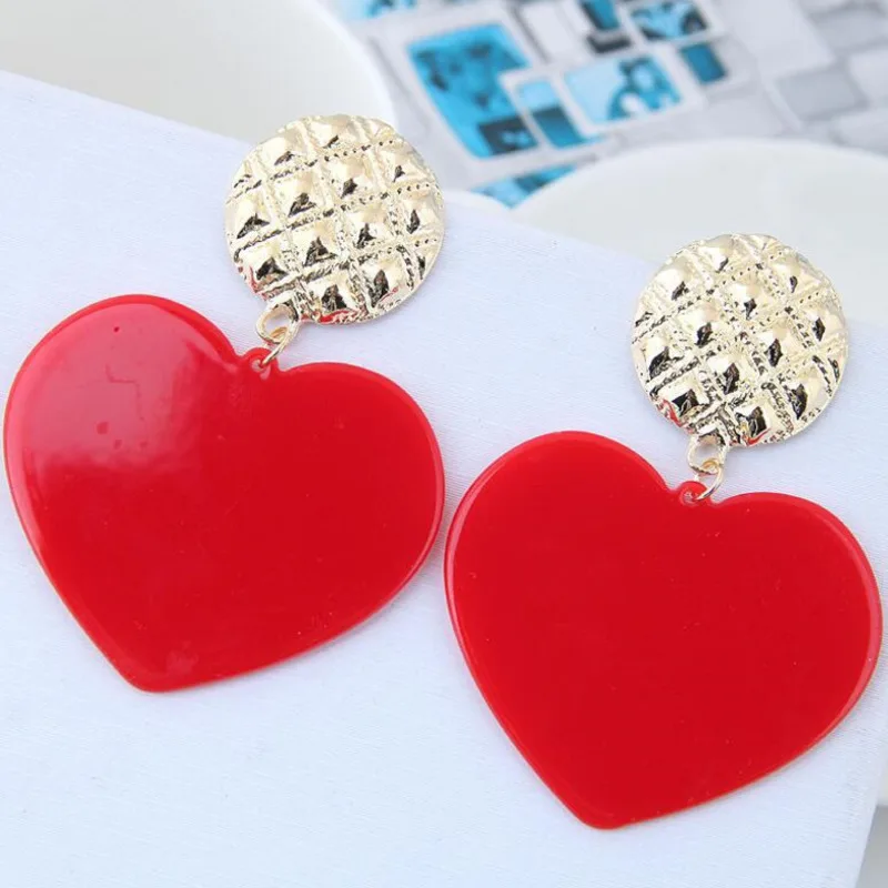 Женские серьги подвески с розовым сердцем модные брендовые ZA Jewelry Bijoux A1 новинка