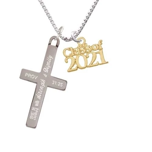 Золотой тон класса 2021 прочность и достоинство крест ожерелье|Подвески| |