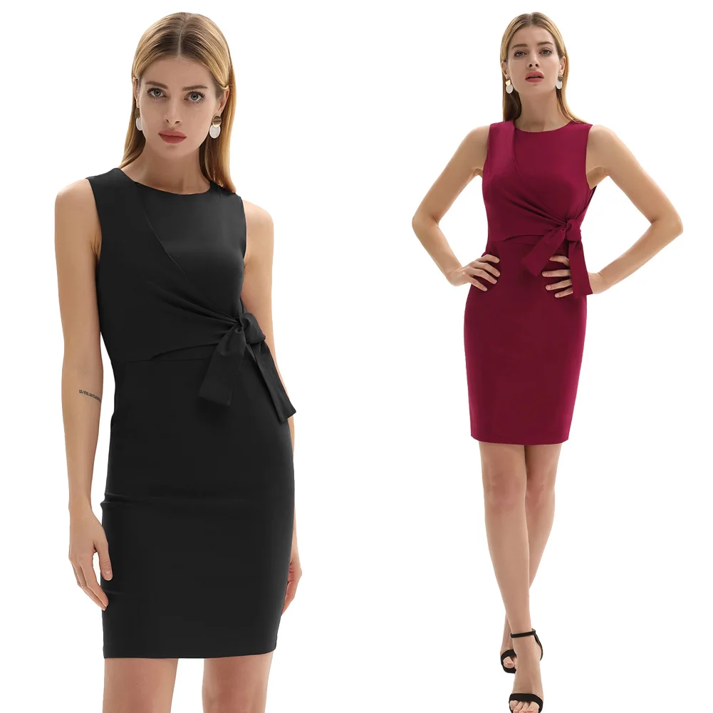 Пояс украшенный бедра облегающее офисное красное черное платье карандаш