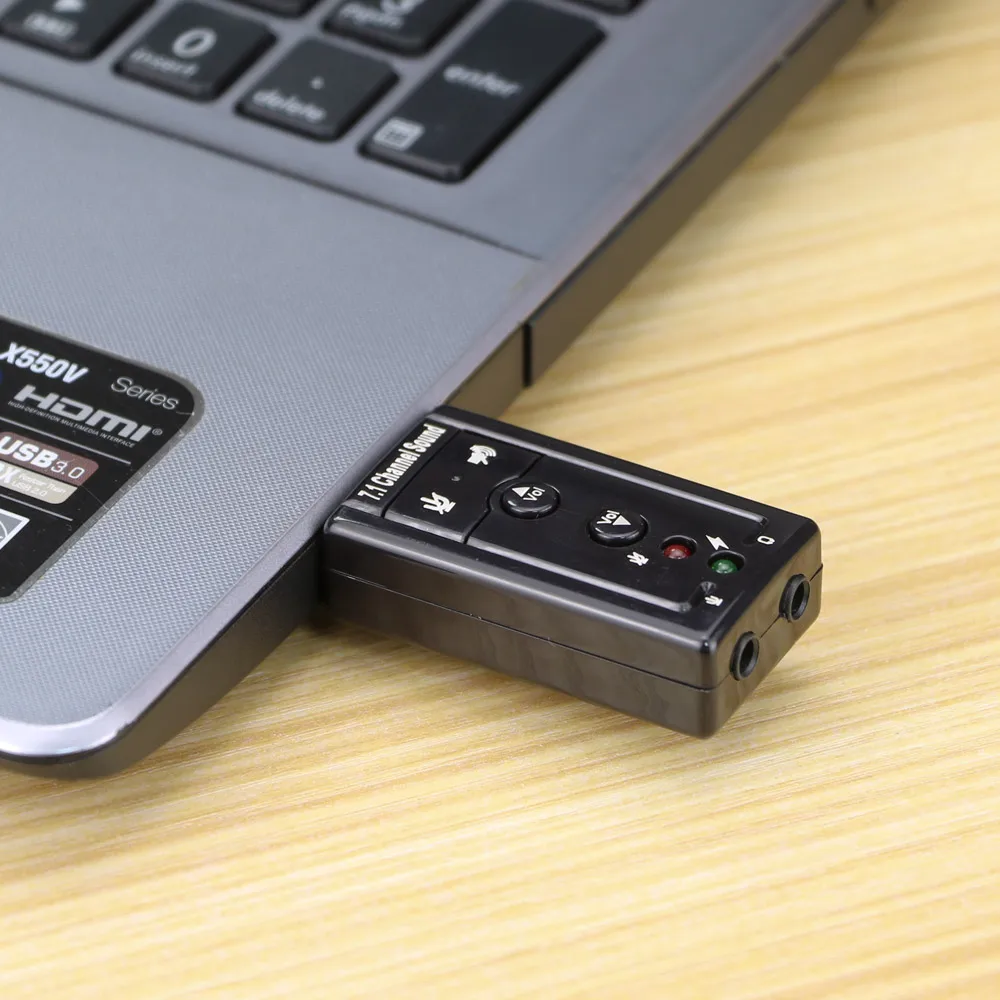 Мини Внешний 3D аудио адаптер звуковой карты Внешний USB 2,0 Звуковая карта 7,1 канал 3,5 мм Джек конвертер для компьютера ПК