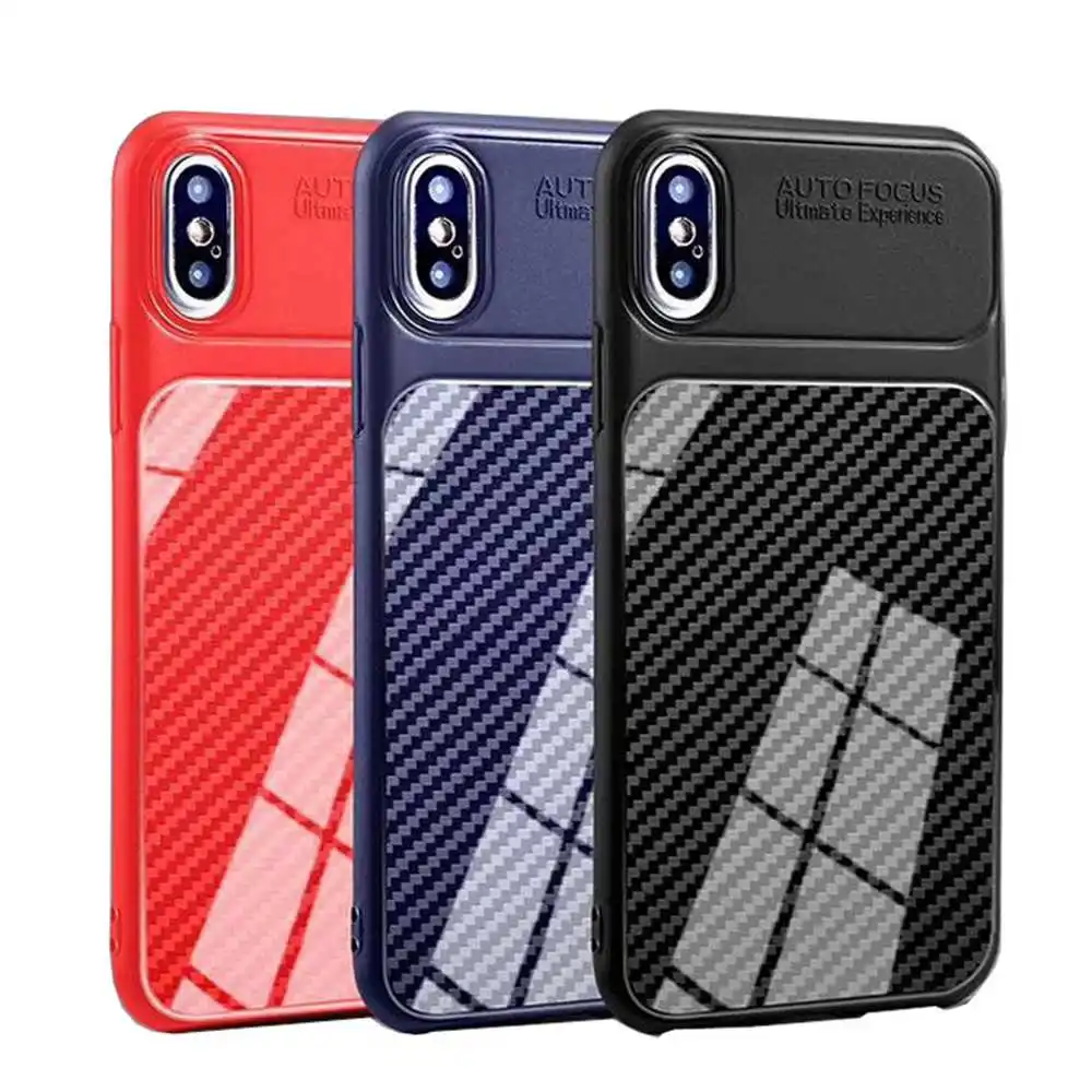 Силиконовый зеркальный чехол KISSCASE из ТПУ для iPhone X XS XR углеродного волокна Max