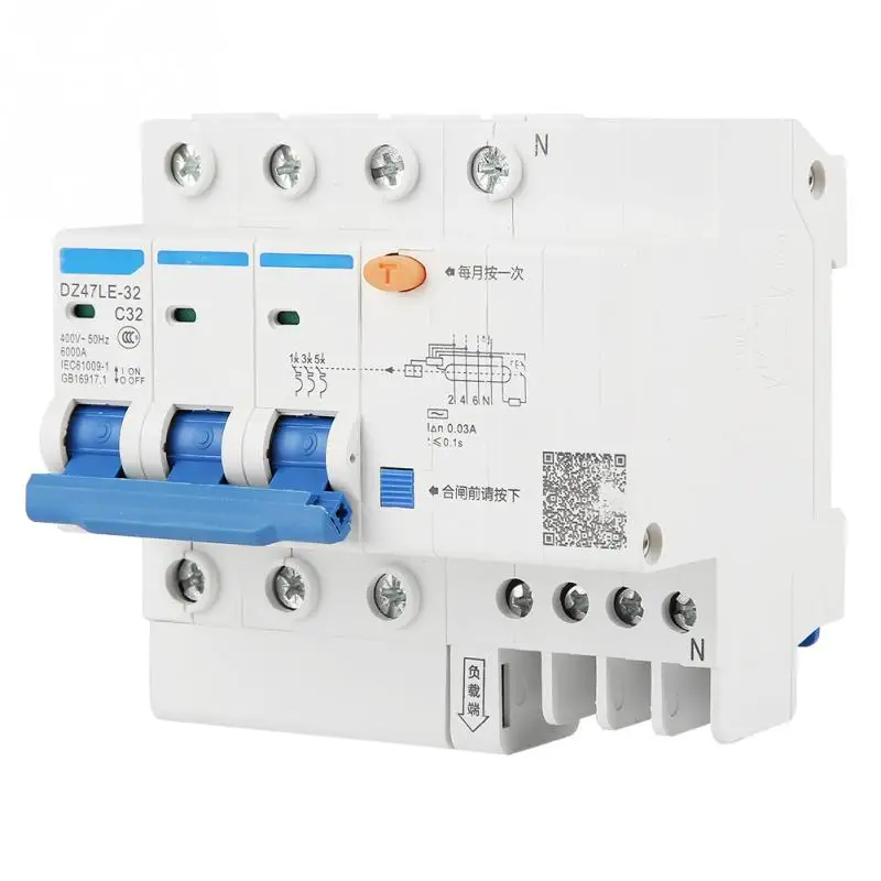 Хит 2019! DZ47LE 32 3P + N C32 RCCB автоматический выключатель остаточного тока 230V 32A 30mA с