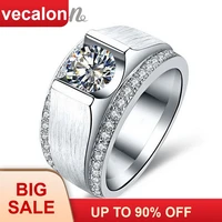 vecalon 2016 new wedding band ring for men 2ct cz birthstones 925 sterling silver male engagement finger ring fashion jewelry