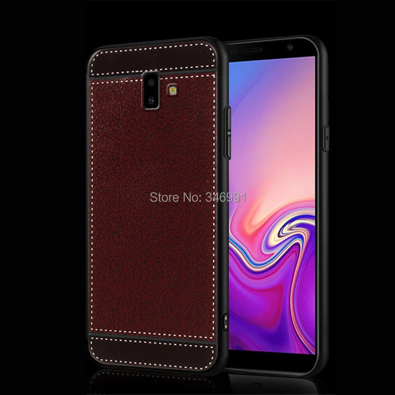 Case for Samsung galaxy J6 Plus leather J610F Soft Black silicone J6+ DUAL SIM Cover 2018 Prime | Мобильные телефоны и