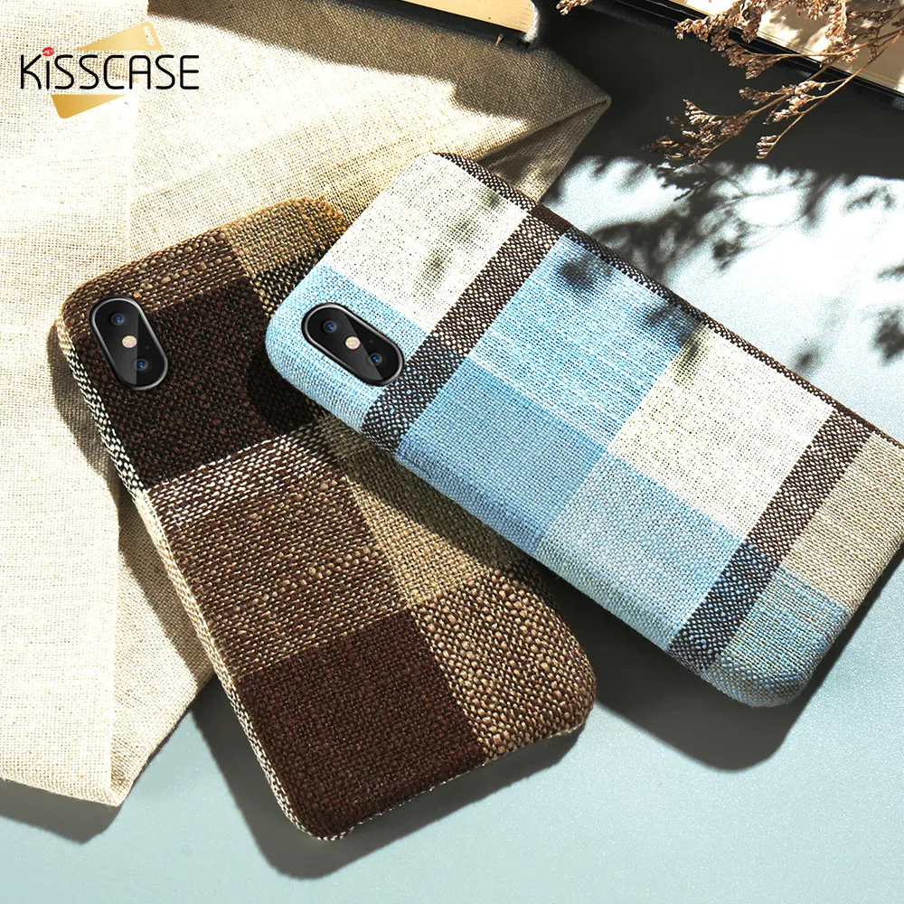 KISSCASE винтажные милые чехлы для телефонов с узором iPhone X XR XS MAX тканевые