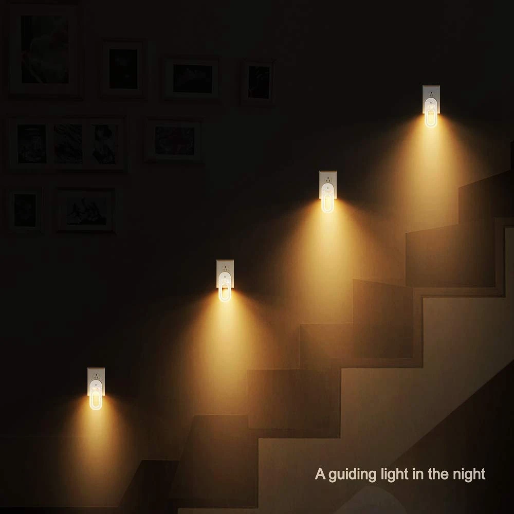 White Light Sensor Control Night Baby Lamp Auto Led Bedside Emergency Home Decoration Us Plug | Освещение
