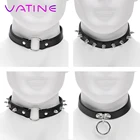 VATINE горловое кольцо в стиле панк с заклепками на шпильке с пряжкой ошейник раба ограничения бандаж SM Секс-игрушки для пары ролевая игра для взрослых игр