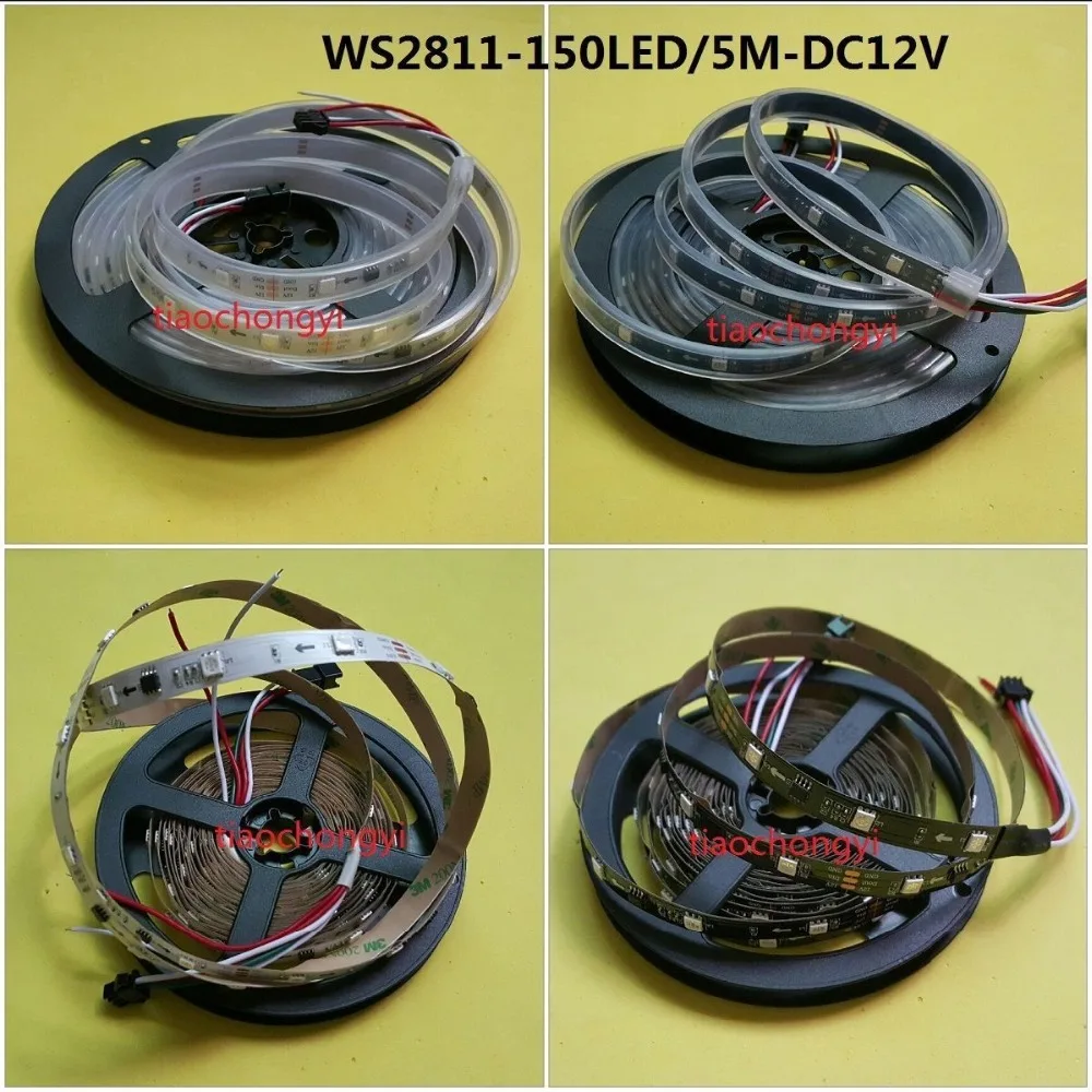 WS2811 5050 полноцветная Мечта Цвет RGB Светодиодная лента 5 м 150 300 450 светодиодов