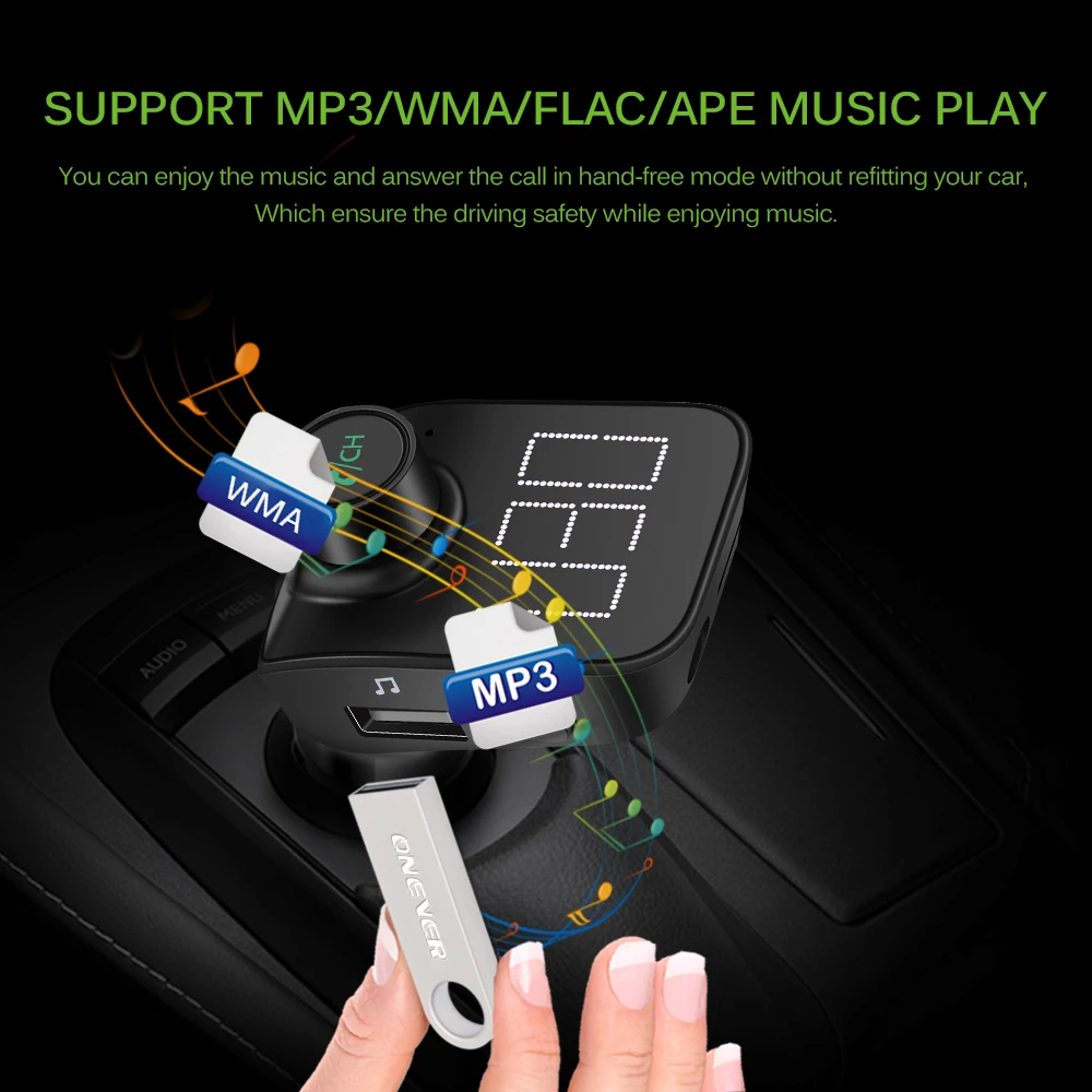 Автомобильный FM передатчик автомобильный стерео DC5V 2.4A USB зарядка MP3 плеер U диск