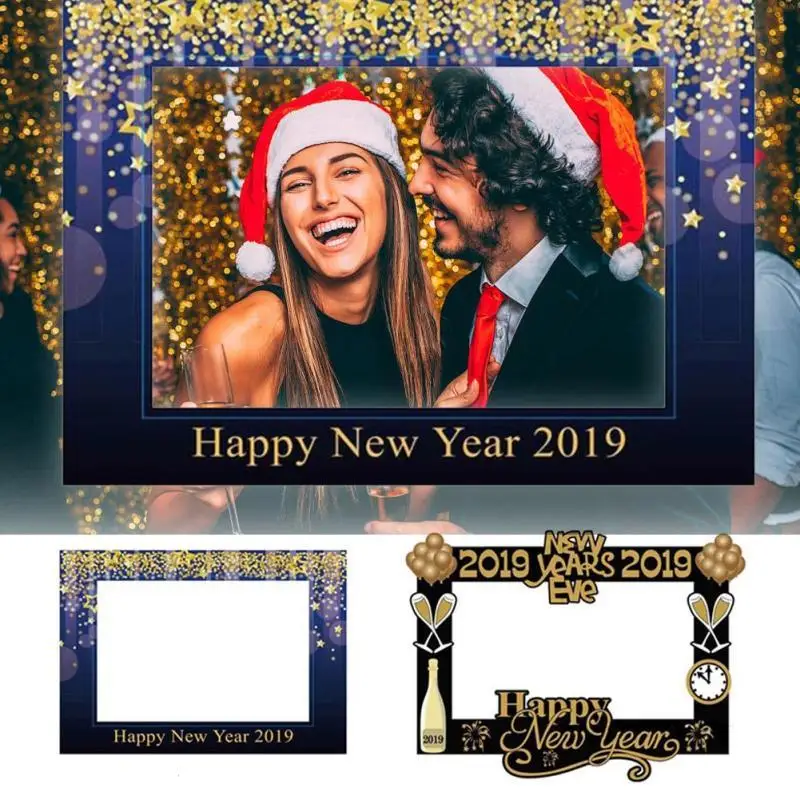 2019 Happy Новый год Frame Photo Booth для рождественской вечеринки реквизит фотографий Navidad