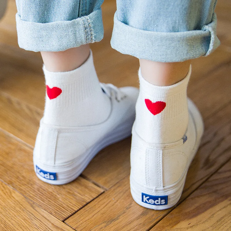 Hot Sale Novelty New Cotton White Solid Love Socks Women Korean Kawaii Chaussettes Femmes Skarpetki Damskie Calzini Donna | Женская