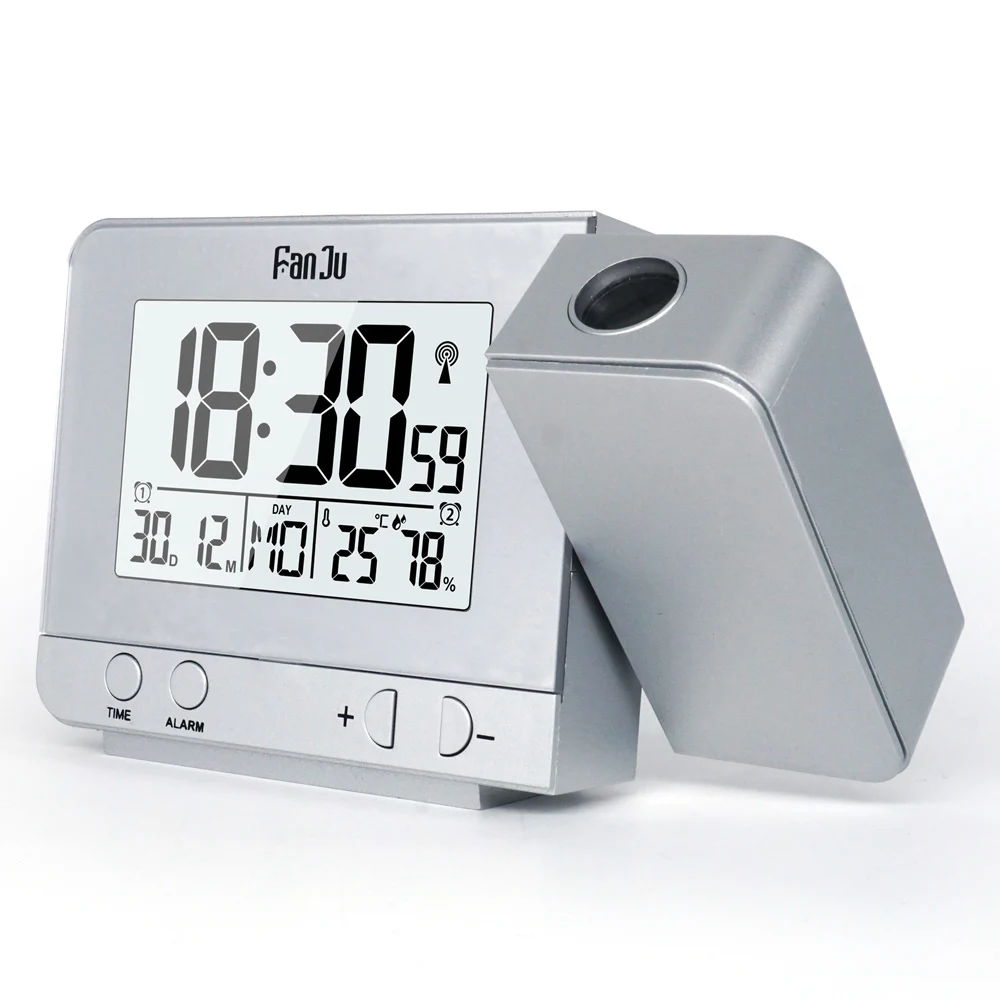 FanJu Wireless Projection Alarm Clock Temperature&ampTime Projection/USB Charger/Indoor Temperature&ampHumidity/Snooze Led Desk Clocks | Дом и