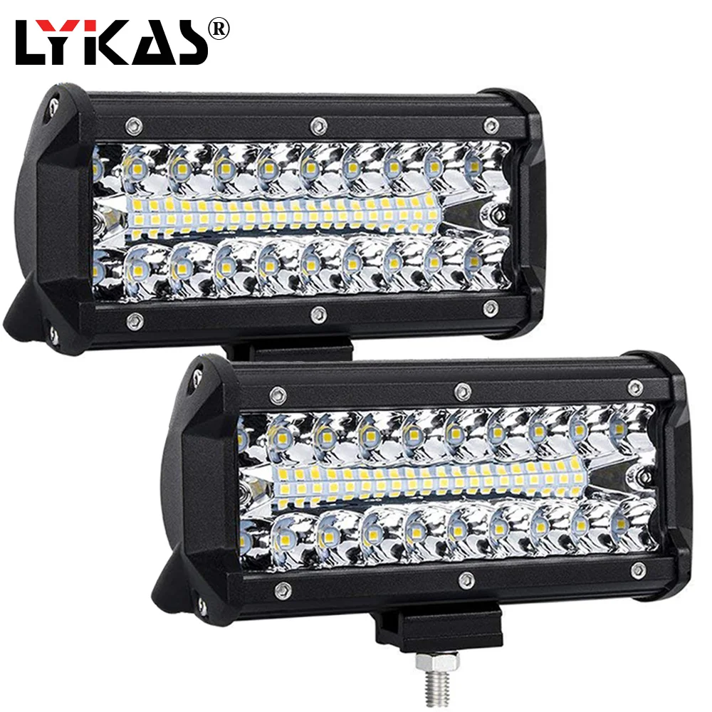 LYKAS 7 дюймов светодиодные фары для мотоцикла трактора лодки UTV ATV 12V 24V|Световая