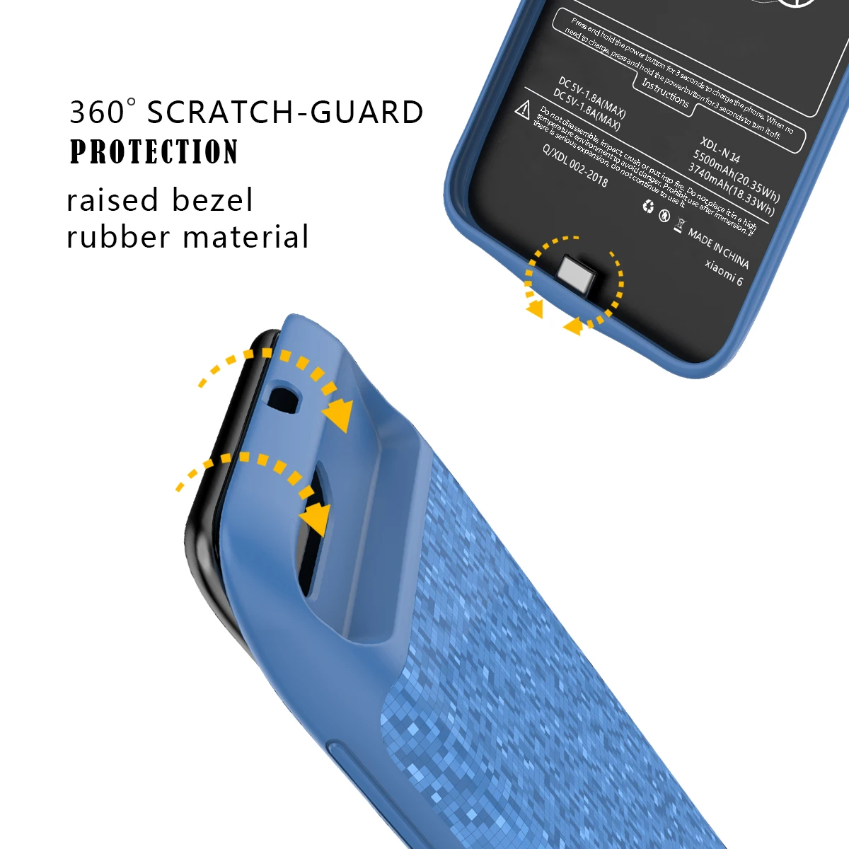 Чехол аккумулятор CASEWIN для Xiaomi Mi 6 5500 мАч внешний аккумулятор|Чехлы с